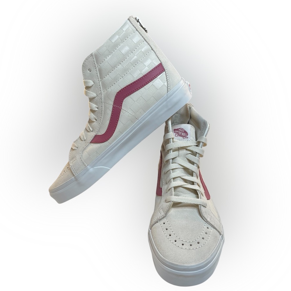 Vans Tonal Check SK8-Hi Skate Shoes Sneakers Blanc De Blanc Men’s Size 10